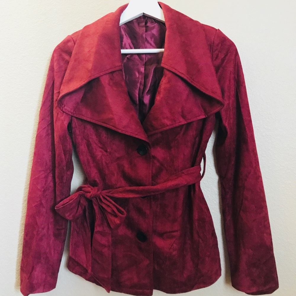 Red/burgundy faux suede jacket, NWT